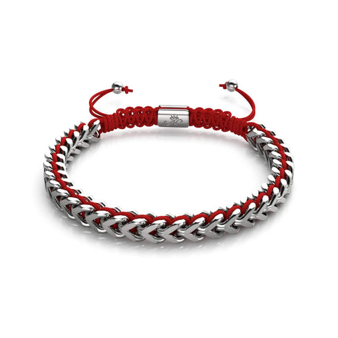 Rouge x Argent | Bracelet chaîne de blé Gaia